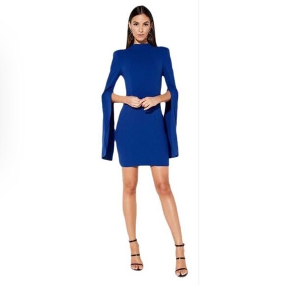 Mossman Cobalt Blue Sense Of Mystery Night Out Dress Long Sleeve Mini Size 10 - Picture 1 of 16